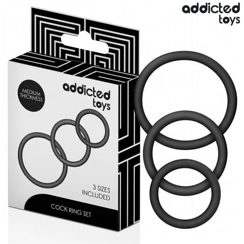 ⁨Addicted Toys Zestaw 3 Pierścieni Silikonowych Model 2 - Komfort i Wytrzymałość⁩ w sklepie Wasserman.eu