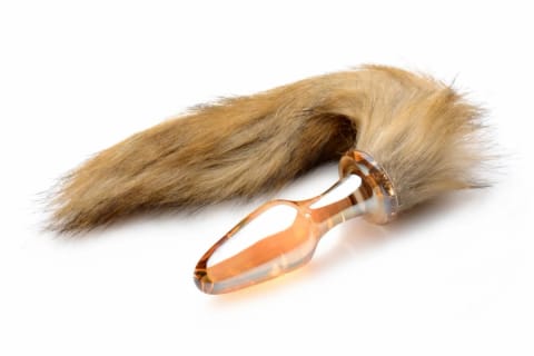 ⁨Tailz Szklany Korek Anatomiczny z Pomarańczowym Futrzanym Ogonem 20cm⁩ w sklepie Wasserman.eu