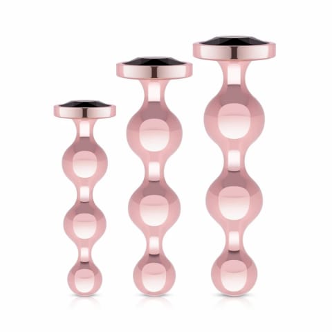 ⁨Rosy Gold Zestaw Metalowych Zatyczek 3 szt. Rose Gold Dekoracyjny Kryształ⁩ w sklepie Wasserman.eu
