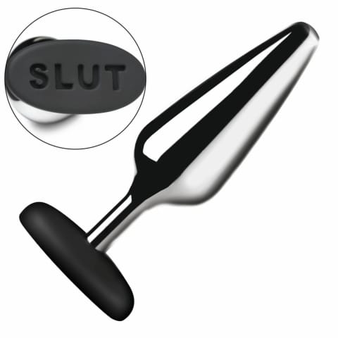 ⁨XR Brands Butt Slut Metal Plug srebrny aluminiowy z silikonową bazą⁩ w sklepie Wasserman.eu