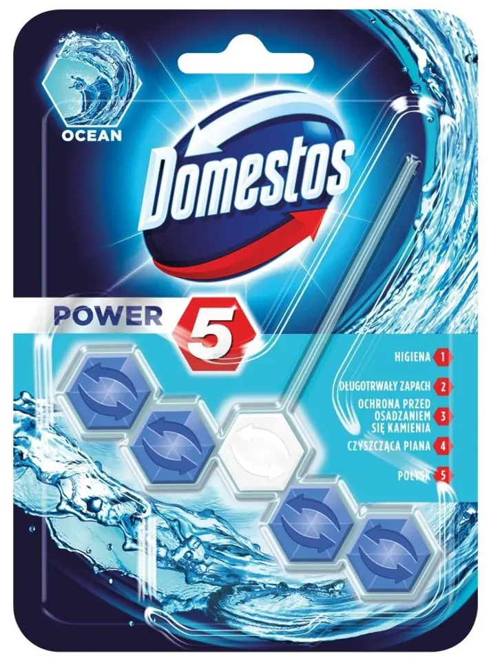 ⁨DOMESTOS Power 5 Kostka zapachowa do WC Ocean 55g⁩ w sklepie Wasserman.eu