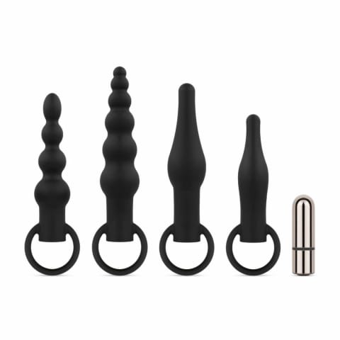 ⁨EasyToys Zestaw 4 Wkładek Anatomicznych z Wibratorem USB Czarny⁩ w sklepie Wasserman.eu