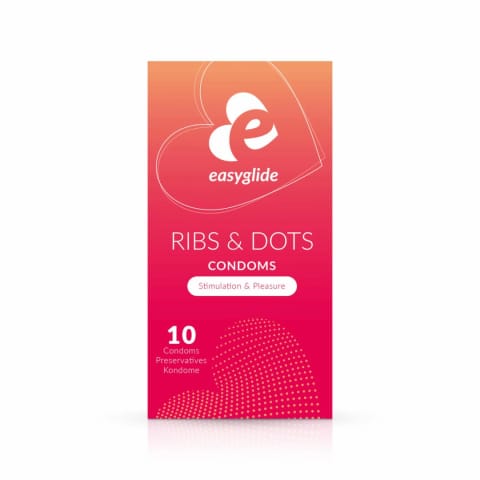 ⁨EasyGlide Ribs & Dots prezerwatywy anatomiczne 10 sztuk⁩ w sklepie Wasserman.eu