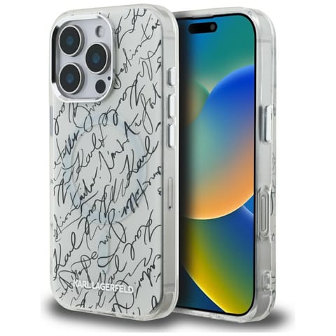 ⁨Etui Karl Lagerfeld IML Karl Script      Pattern MagSafe do iPhone 16 Pro biały⁩ w sklepie Wasserman.eu