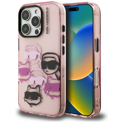⁨Etui Karl Lagerfeld IML Multi K&C Head   Pattern do iPhone 16 Pro różowy⁩ w sklepie Wasserman.eu
