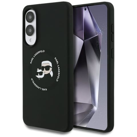 ⁨Etui Karl Lagerfeld Silicone Double      Heads And Circle MagSafe do Samsung Galaxy S25 Edge czarny⁩ w sklepie Wasserman.eu