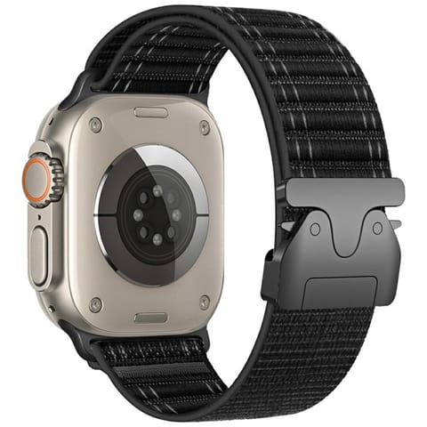 ⁨Pasek Beline Woven Nylon Diagonal Style  Parachute do Apple Watch 42/44/45/49mm czarny⁩ w sklepie Wasserman.eu