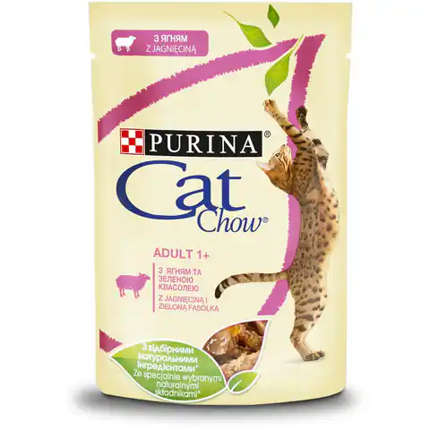 ⁨PURINA CAT CHOW mokra karma dla kota z jagnięciną i zieloną fasolką - saszetka 85g⁩ w sklepie Wasserman.eu