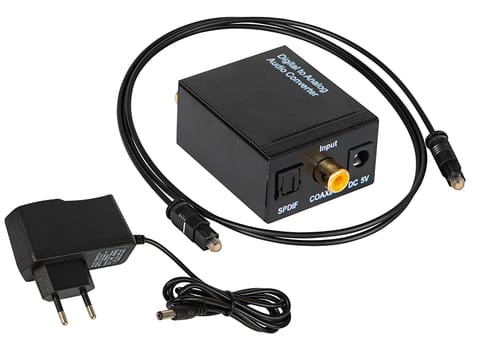 ⁨Konwerter optyczny TOSLINK DAC na 2xRCA+jack z zasilaczem⁩ w sklepie Wasserman.eu