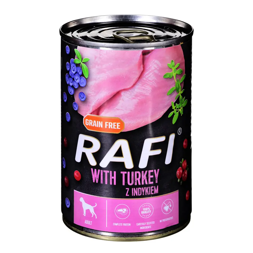 ⁨Dolina Noteci Rafi with turkey, cranberry and blueberry - wet dog food - 400g⁩ at Wasserman.eu