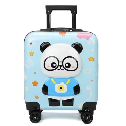⁨WALIZKA DZIECIĘCA KABINOWA BAGAŻ DZIECI z szyfrem panda niebieska WP07⁩ w sklepie Wasserman.eu