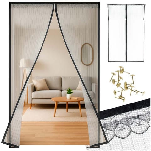 ⁨Moskitiera siatka magnetyczna na drzwi 160x230cm CZARNA⁩ w sklepie Wasserman.eu