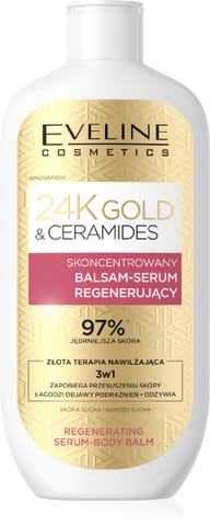 ⁨EVELINE 24K Gold & Ceramides Skoncentrowany Balsam-serum regenerujący 3w1  400 ml⁩ w sklepie Wasserman.eu