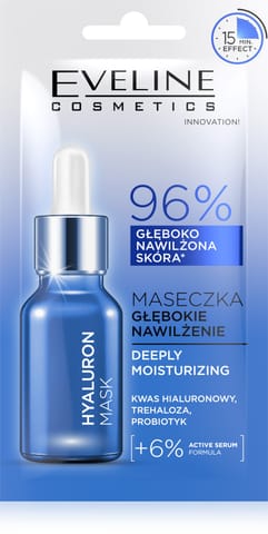 ⁨EVELINE Maska do twarzy Głębokie Nawilżenie - Hyaluron 8 ml⁩ w sklepie Wasserman.eu