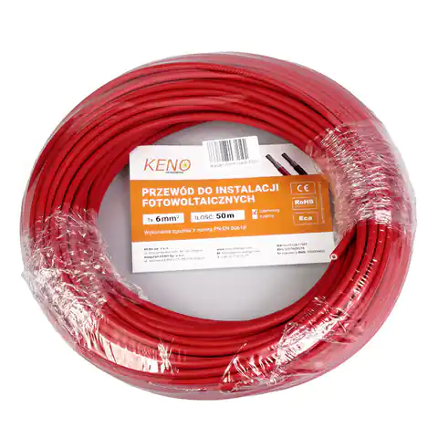 ⁨Kabel solarny 6 mm /czerwony / odcinek 50 m⁩ w sklepie Wasserman.eu