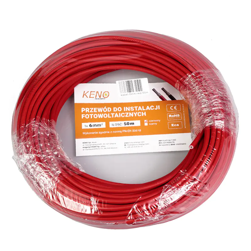 Kabel solarny 6 mm /czerwony / odcinek 50 m w sklepie Wasserman.eu