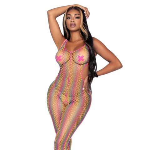 ⁨Leg Avenue Bodystocking Rainbow Mesh bez stop uniwersalny rozmiar⁩ w sklepie Wasserman.eu