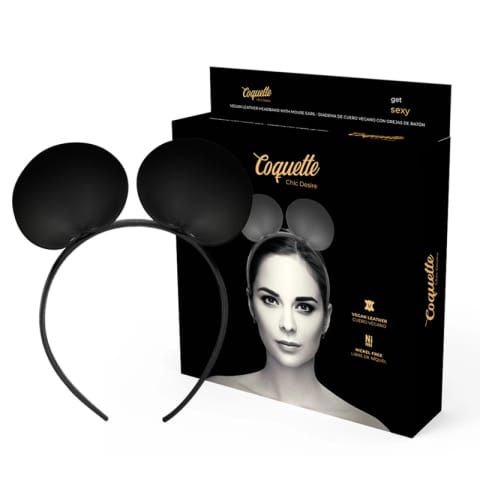 ⁨Coquette Chic Desire opaska z uszami myszy skora wegańska czarna⁩ w sklepie Wasserman.eu