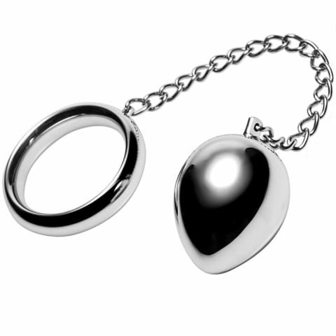 ⁨Metal Hard Pierścień Intymny 40mm ze Stali Nierdzewnej z Łańcuszkiem i Kulką⁩ w sklepie Wasserman.eu