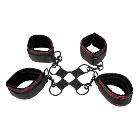⁨CalExotics Scandal Hog Tie - mankiety regulowane, czerwono-czarne⁩ w sklepie Wasserman.eu