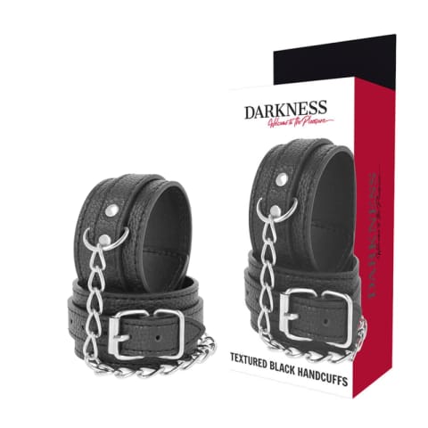 ⁨Darkness Kajdanki Tekstylne Skora PU Regulowane Metalowe Czarne⁩ w sklepie Wasserman.eu