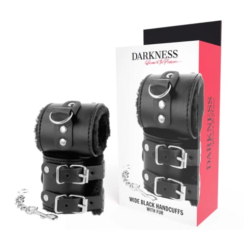 ⁨Darkness regulowane mankiety skorzane czarne z miękką podszewką⁩ w sklepie Wasserman.eu