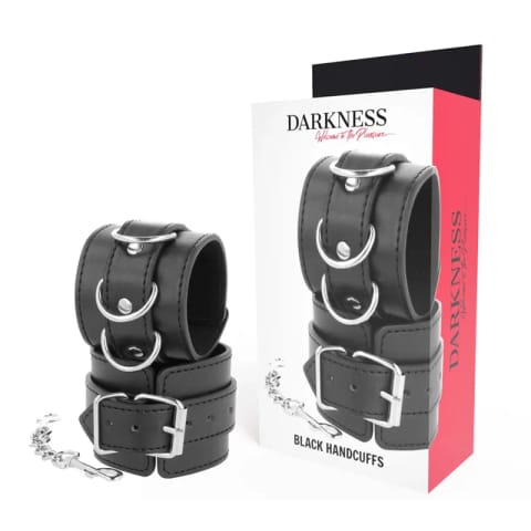 ⁨Darkness Eleganckie Kajdanki PCV Regulowane Czarne Uniwersalne⁩ w sklepie Wasserman.eu
