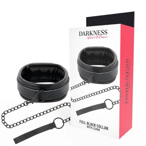 ⁨Darkness Czarny Kołnierz z Łańcuszkiem - Regulowany, Wyściełany, Uniwersalny⁩ w sklepie Wasserman.eu