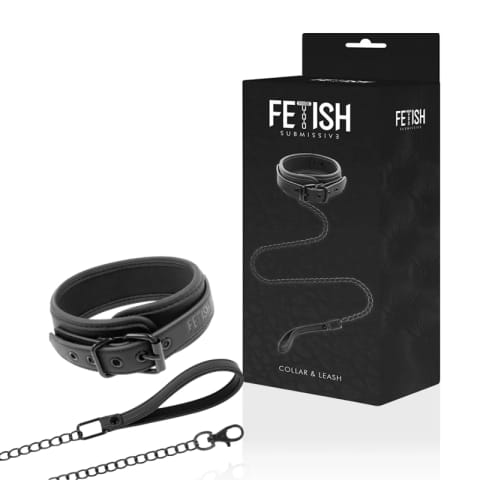 ⁨Fetish Submissive FS-Chain Collar - naszyjnik z łańcuszkiem, neopren, czarny⁩ w sklepie Wasserman.eu