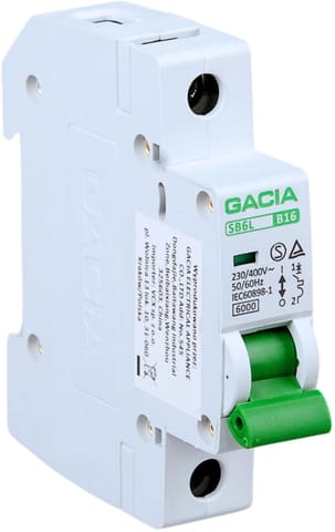 ⁨Wyłącznik nadmiarowoprądowy,6kA,B,1-pole,16A GACIA SB6L B 1P 16A⁩ w sklepie Wasserman.eu