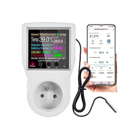⁨Termostat z gniazdem 230V, licznik energii, WiFi Tuya⁩ w sklepie Wasserman.eu