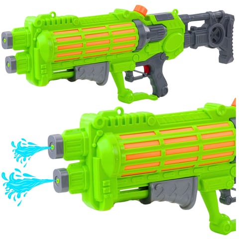 ⁨Duży Pistolet Na Wodę Pompowany Mechanicznie Podwójna Dysza Zielony 1250ml⁩ w sklepie Wasserman.eu