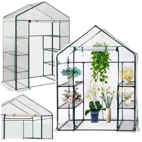 ⁨Mini Szklarnia Balkonowa Ogrodowa 4 Półki Metalowe Folia PVC 195 x 143 x 73cm⁩ w sklepie Wasserman.eu