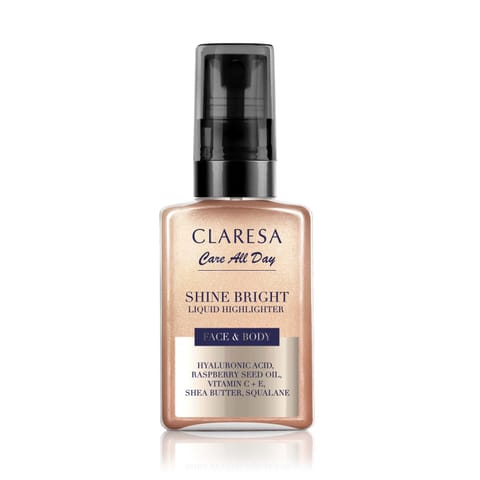 ⁨CLARESA Shine Bright&Body Liquid Highlighter Rozświetlacz w płynie do twarzy i ciała 50 ml⁩ w sklepie Wasserman.eu