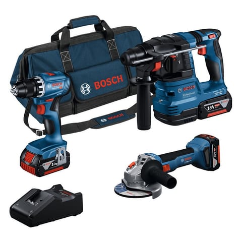 ⁨ZESTAW COMBI GSR18V-45 + GWS18V-8 + GBH18V-22 3*4.0AH⁩ w sklepie Wasserman.eu