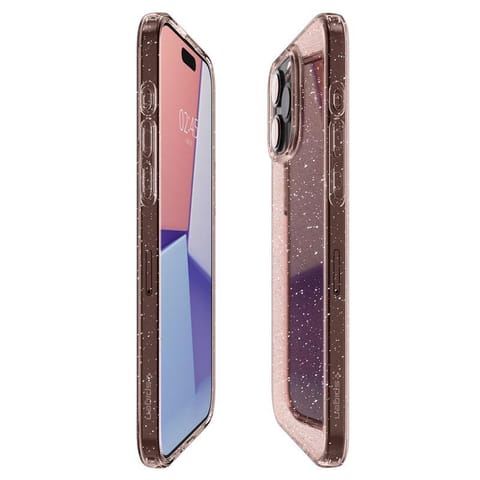 ⁨Etui case na iPhone 15 Pro Liquid Crystal Glitter - różowo przezroczyste⁩ w sklepie Wasserman.eu