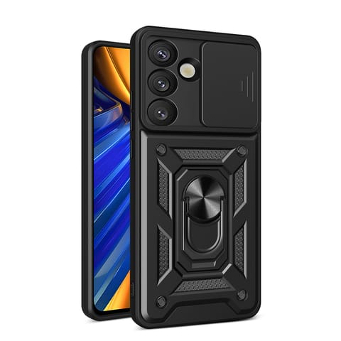 ⁨Pancerne etui z podstawką osłoną aparatu na OnePlus 13 5G Hybrid Armor Camshield - czarne⁩ w sklepie Wasserman.eu