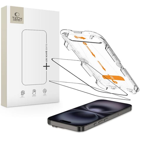 ⁨Szkło hartowane na iPhone 15 / 16 z ramką instlacyjną Quick Set+ - 2 szt.⁩ w sklepie Wasserman.eu