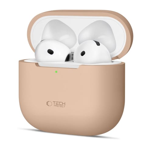⁨Etui ochronne silikonowe na słuchawki Apple AirPods 4 - beżowe⁩ w sklepie Wasserman.eu