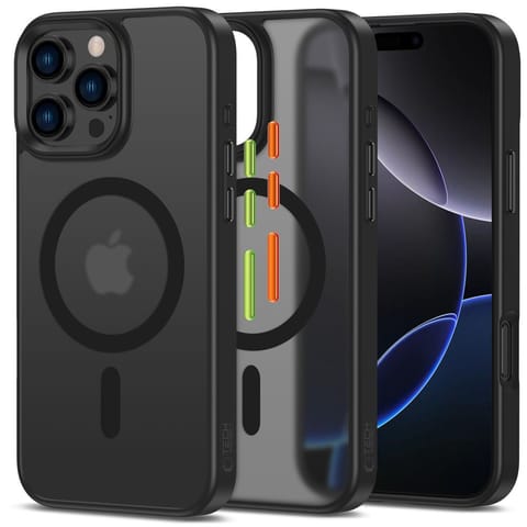 ⁨Etui case na iPhone 16 Pro Max z nakładkami na przyciski MagMat Magsafe - czarny mat⁩ w sklepie Wasserman.eu