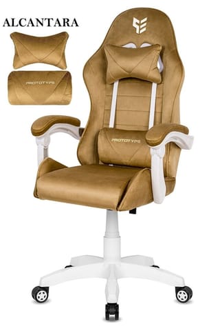 ⁨Fotel obrotowy gamingowy ENZO XL BEIGE ALCANTARA ICE⁩ w sklepie Wasserman.eu