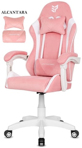 ⁨Fotel obrotowy gamingowy ENZO XL PINK + WHITE ALCANTARA ICE⁩ w sklepie Wasserman.eu