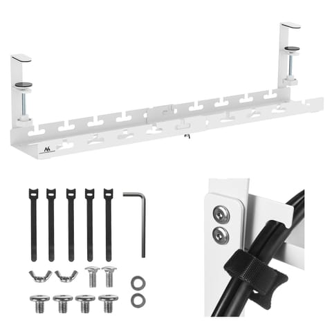 ⁨Organizer podbiurkowy na kable Maclean, max. obciążenie 5kg, max. 728mm, biały, MC-103 W⁩ w sklepie Wasserman.eu