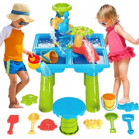 ⁨WOOPIE Stolik Wodny 2w1 Piaskownica z Krzesełkiem XL Aquapark 4-Baseny 13 akc.⁩ w sklepie Wasserman.eu