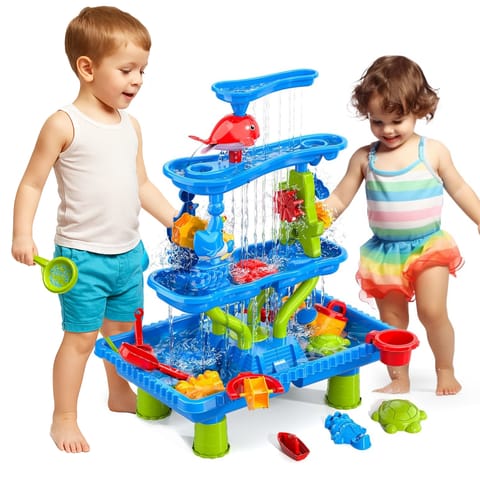 ⁨WOOPIE Stolik Wodny 4w1 Piaskownica Wodospad XL 4-Poziomowy Delfin⁩ w sklepie Wasserman.eu