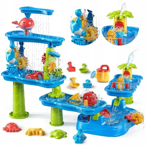 ⁨WOOPIE Ogromny Aquapark Stolik Wodny 6w1 Piaskownica Wodospad Tor Wodny 6-poziomowy Modułowy⁩ w sklepie Wasserman.eu