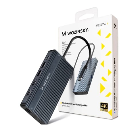 ⁨Hub USB-C 14w1 Wozinsky WDS03Y5S 3x 4K HDMI/DP 100W PD Szary⁩ w sklepie Wasserman.eu