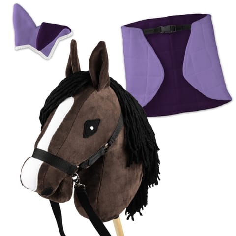 ⁨Zestaw Skippi - Hobby Horse Gniady - Derka i nauszniki - wrzos i śliwka⁩ w sklepie Wasserman.eu