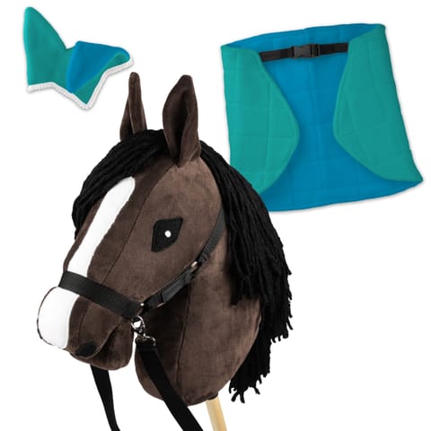 ⁨Zestaw Skippi - Hobby Horse Gniady - Derka i nauszniki - mięta i niebieski⁩ w sklepie Wasserman.eu