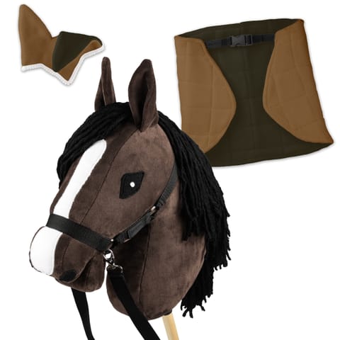 ⁨Zestaw Skippi - Hobby Horse Gniady - Derka i nauszniki - beż i oliwka⁩ w sklepie Wasserman.eu